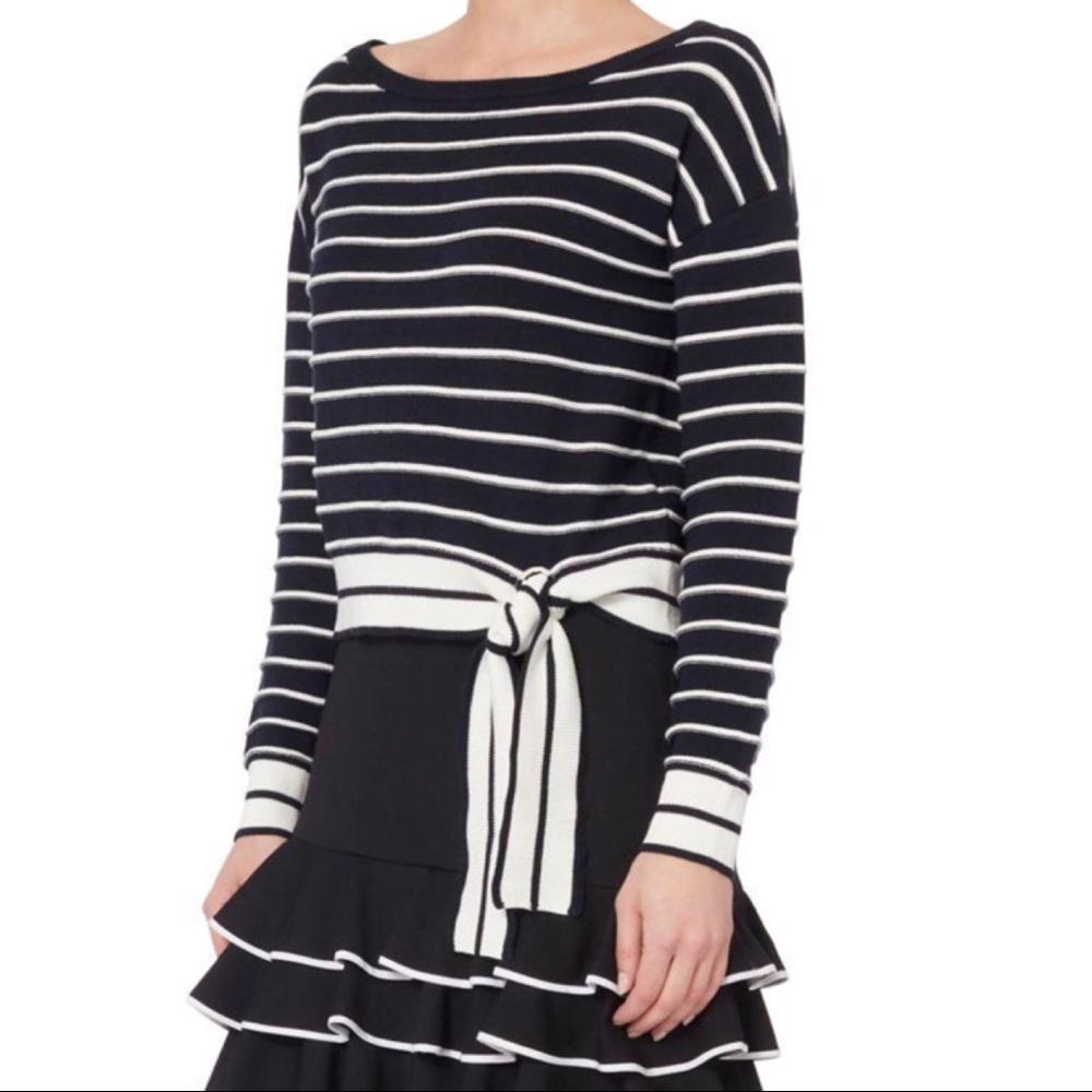 Intermix Gia Sweater Navy White Striped Size P